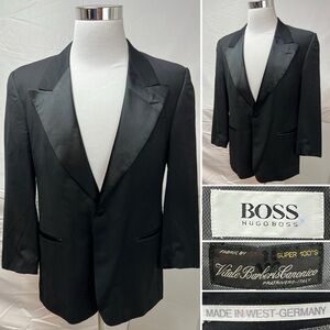 Hugo Boss Vintage Men’s 40S Black Tuxedo Blazer Jacket Made In Germany Gatto